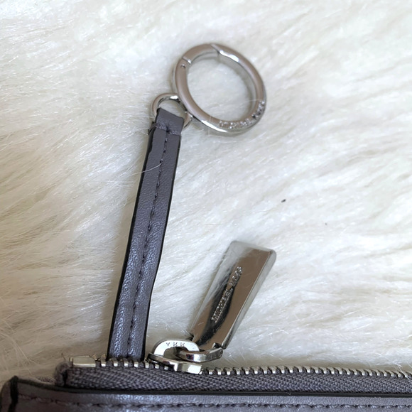 MICHAEL KORS Jet Set Travel Black/Gray Logo Flat Euro Card Case Wallet w/Keyring - Picture 9 of 15